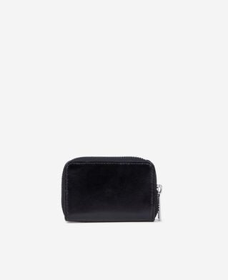 The Kooples MIXED BLACK black leather blazon coin purse