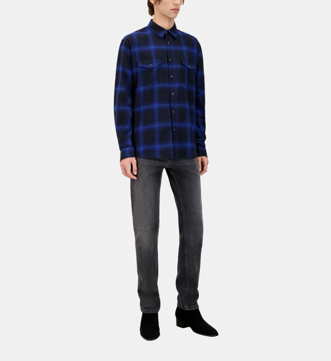 Blue and Black Checked Shirt