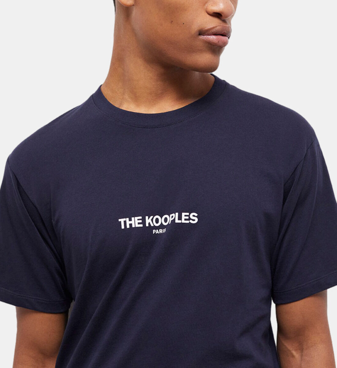T shirt Homme bleu marine en coton imprime