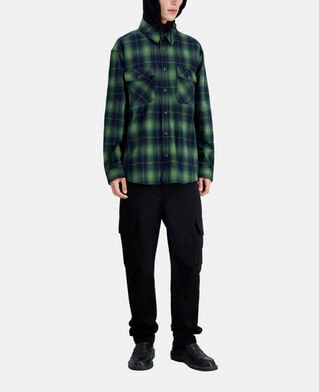 The Kooples MEN BLACK / GREEN black and green checked overshirt with hood