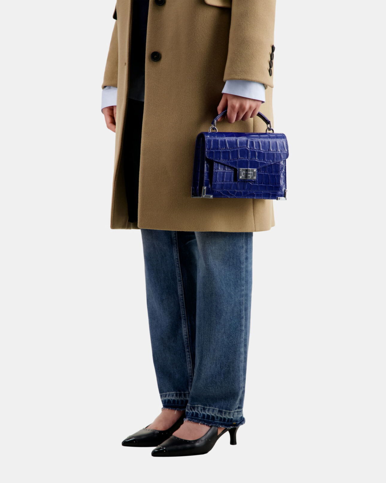 The Kooples FEMME DARK BLUE - NAVY sac emily small en cuir bleu effet crocodile