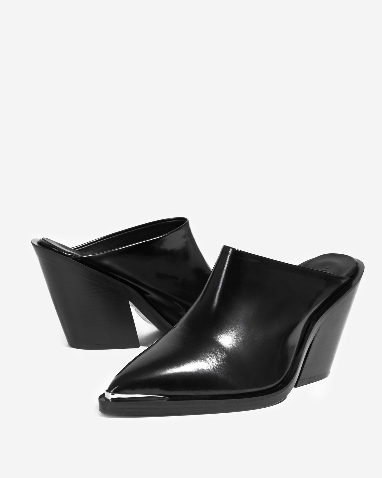 The Kooples FEMME BLACK mules cuir noir style western