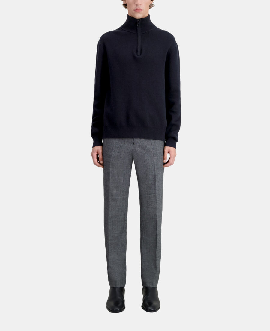 black sweater with debossed logo