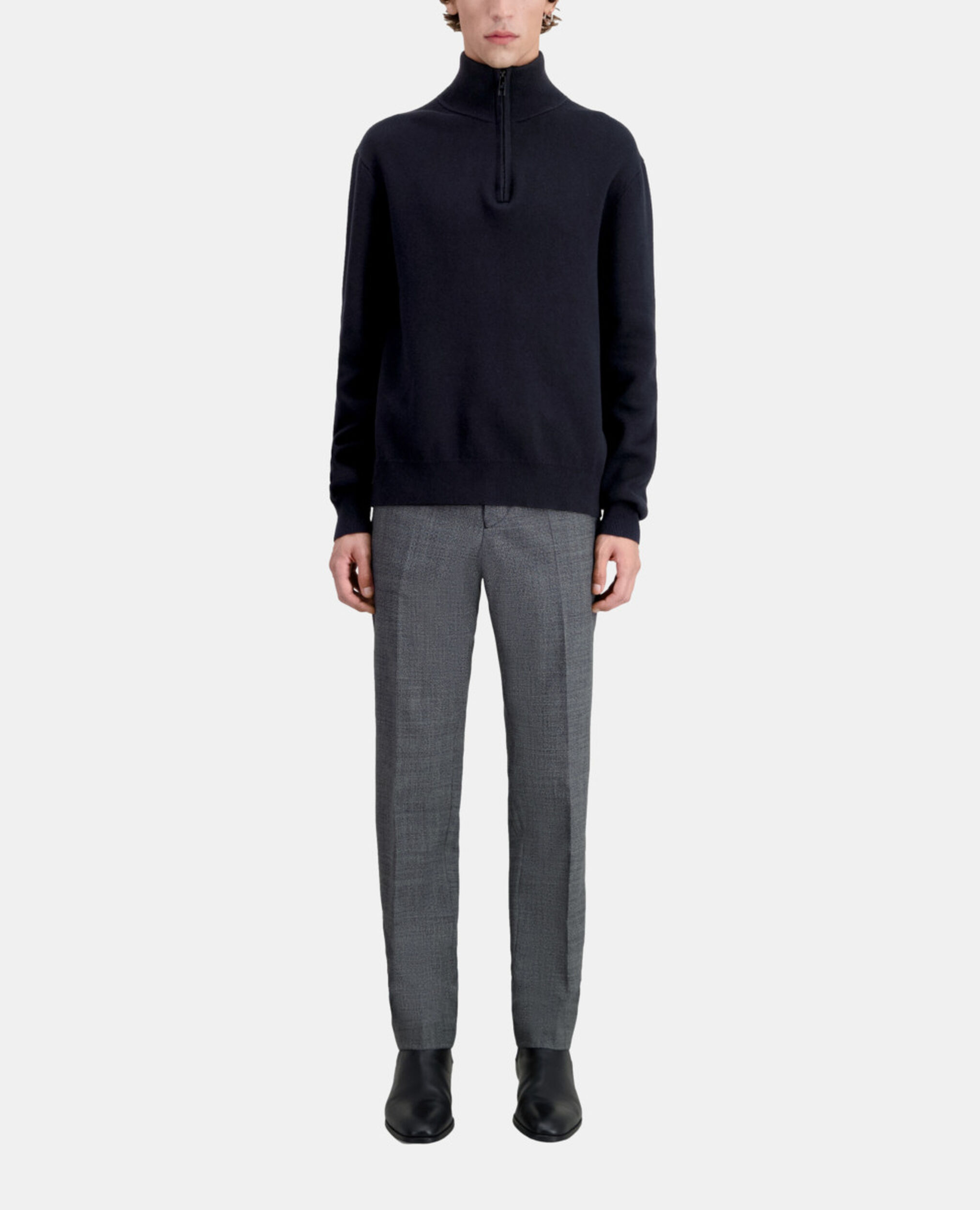 Black sweater with debossed logo, BLACK, hi-res image number null