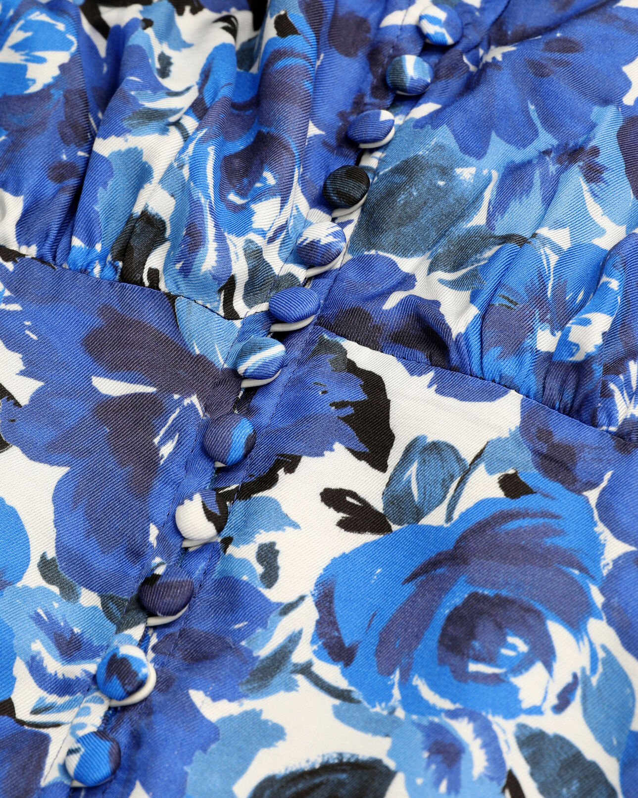 The Kooples DAMEN BLUE WHITE langes kleid mit print und knopfverschluss