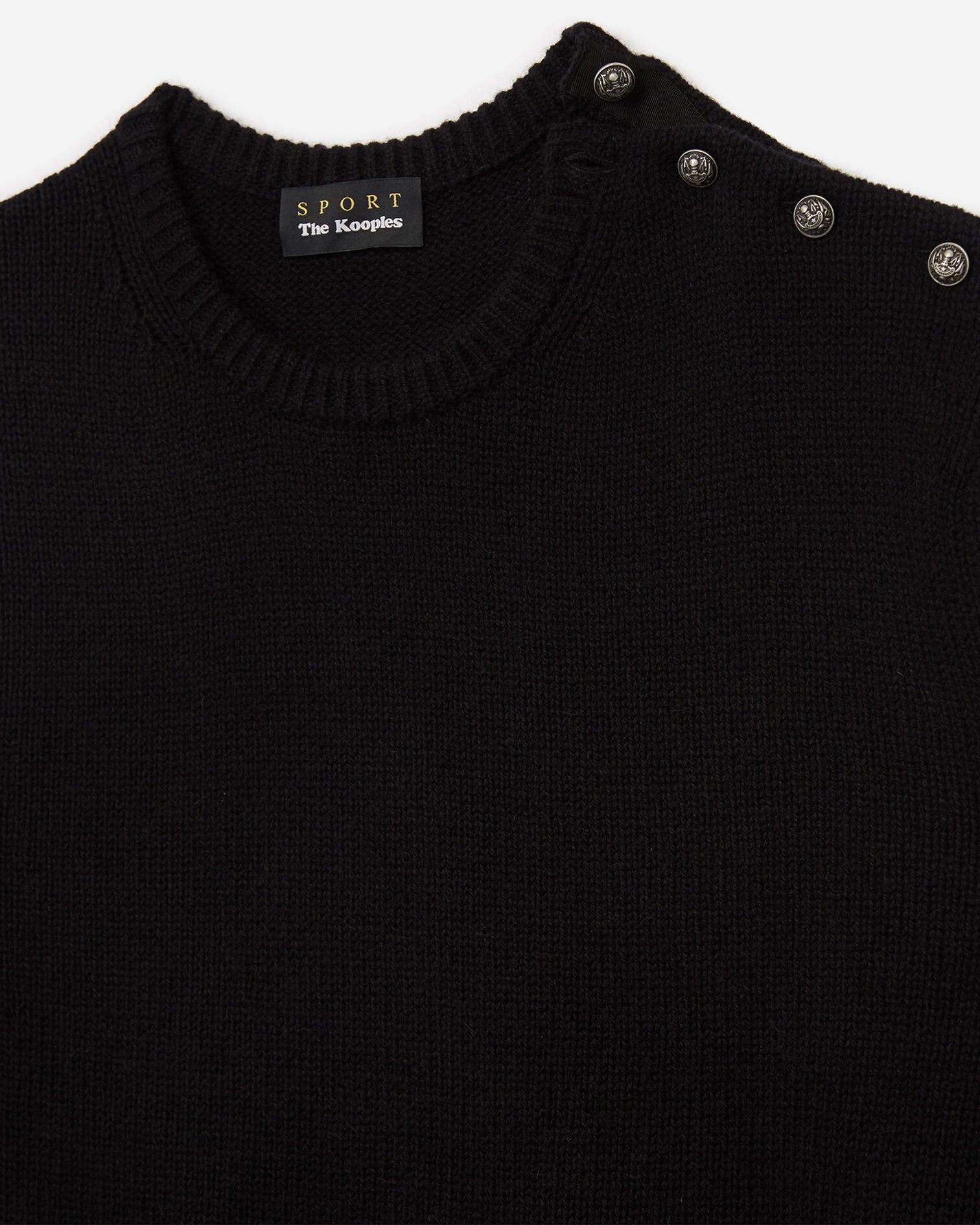 Pull noir en laine mérinos à broderies gothiques devant et au dos, BLACK, hi-res image number null