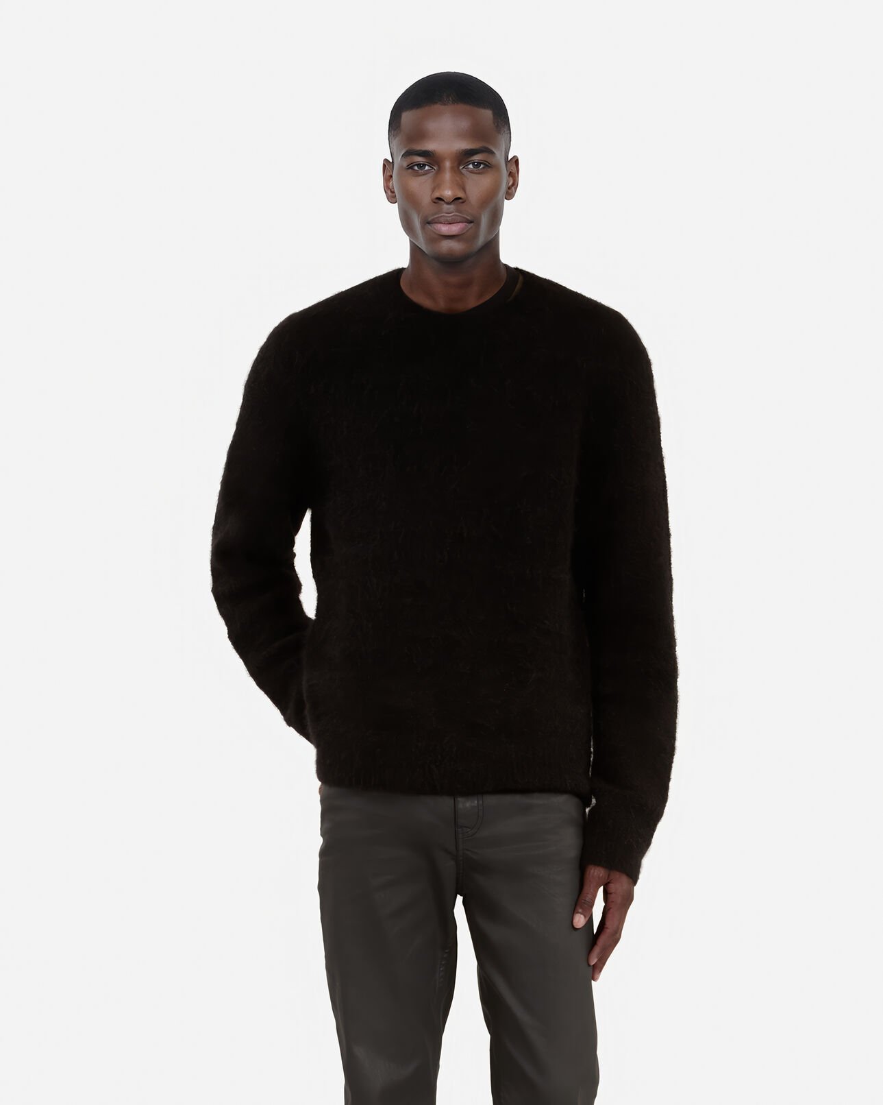 The Kooples HOMBRE BLACK STONE jersey negro de lana y mohair