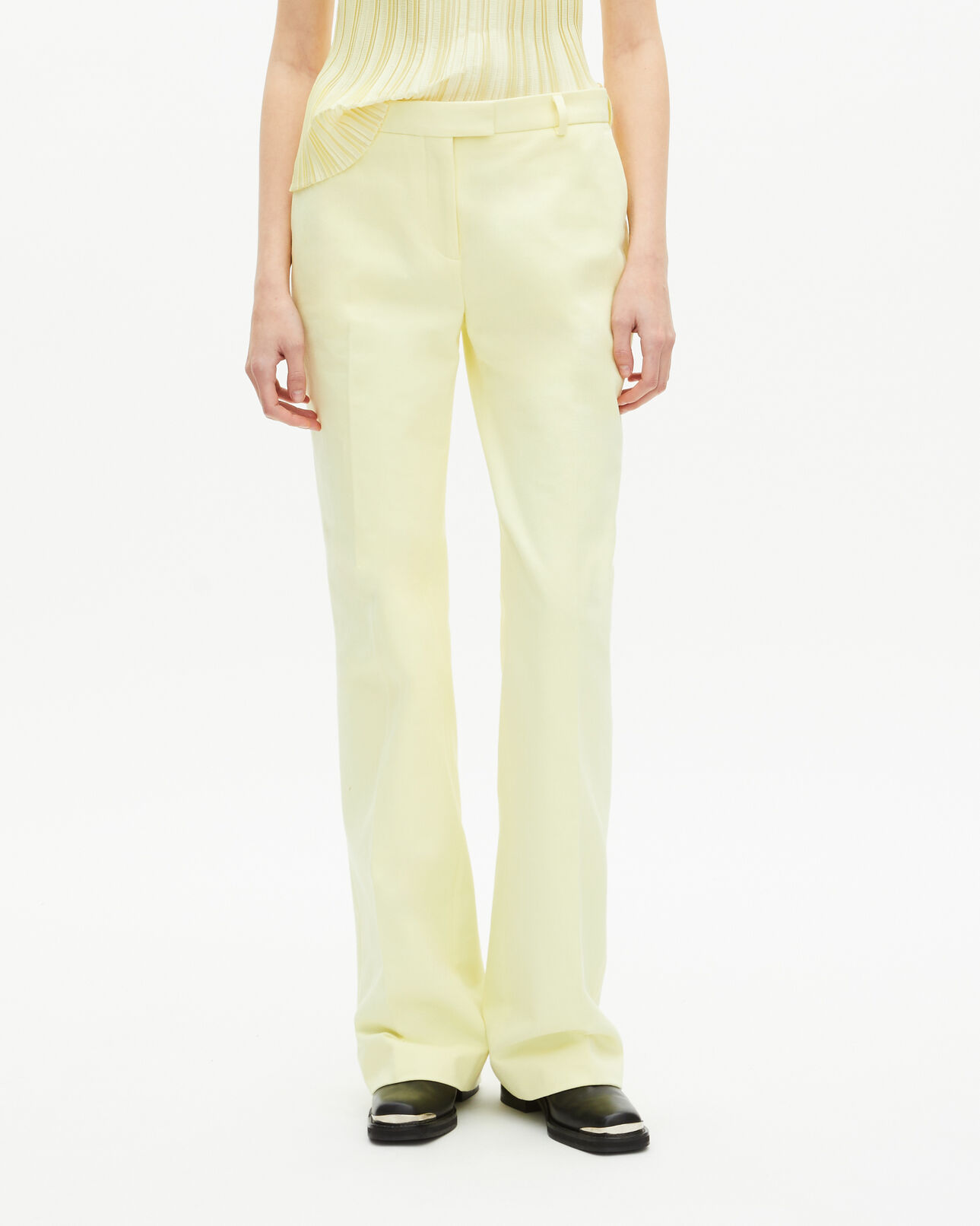 The Kooples FEMME YELLOW pantalon costume large en coton jaune