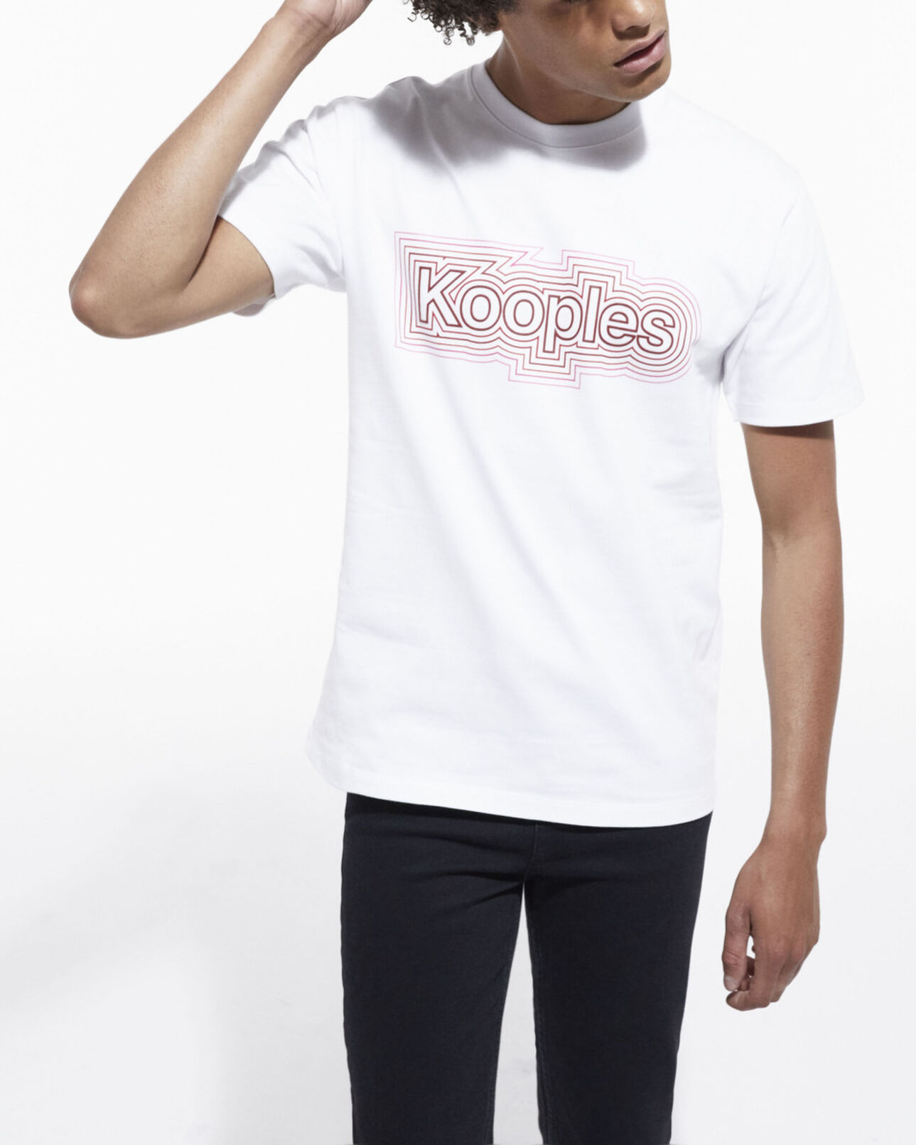 The Kooples HOMME RED WHITE t-shirt sérigraphié bicolore