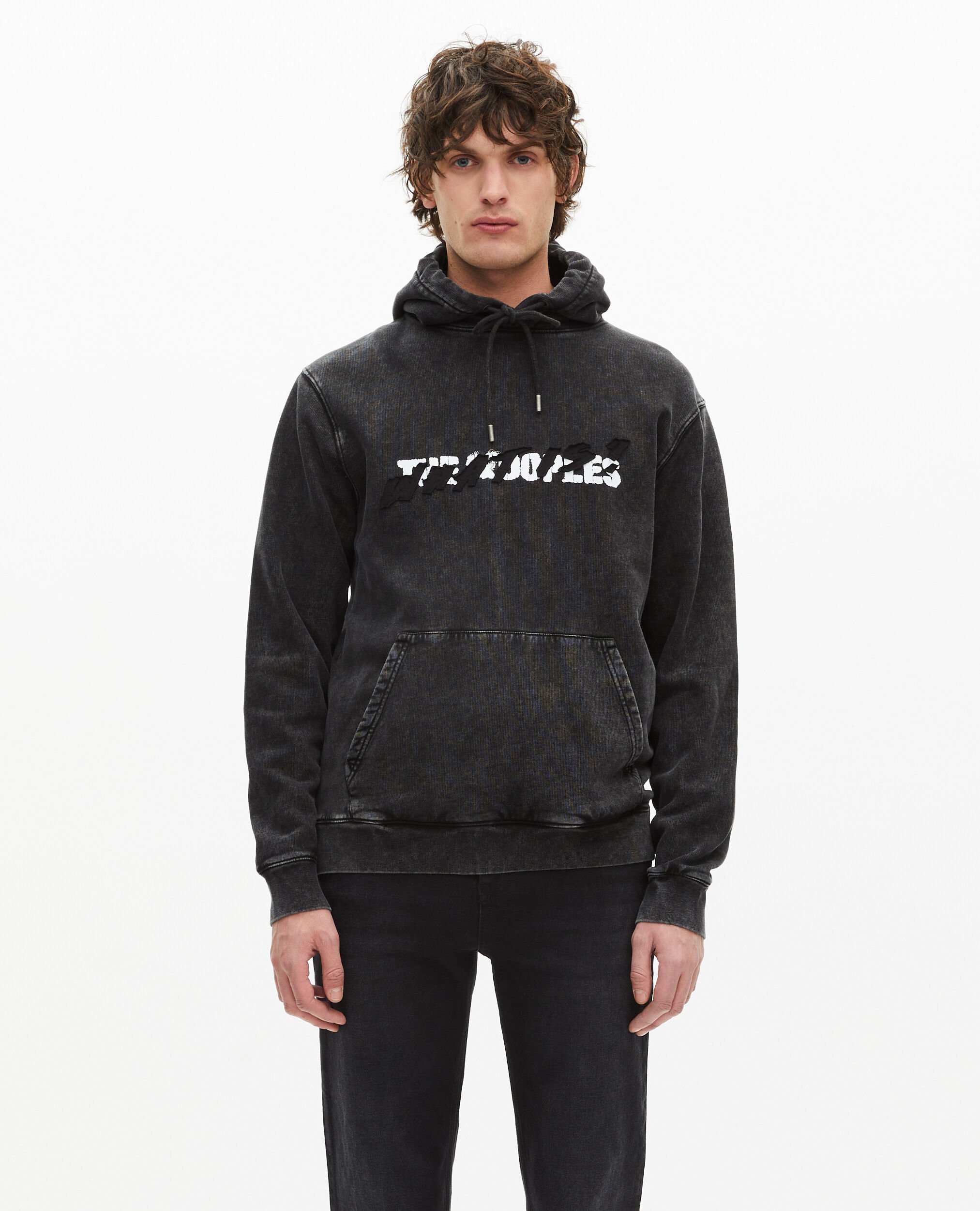 Black What is hooded sweatshirt, BLACK WASHED, hi-res image number null