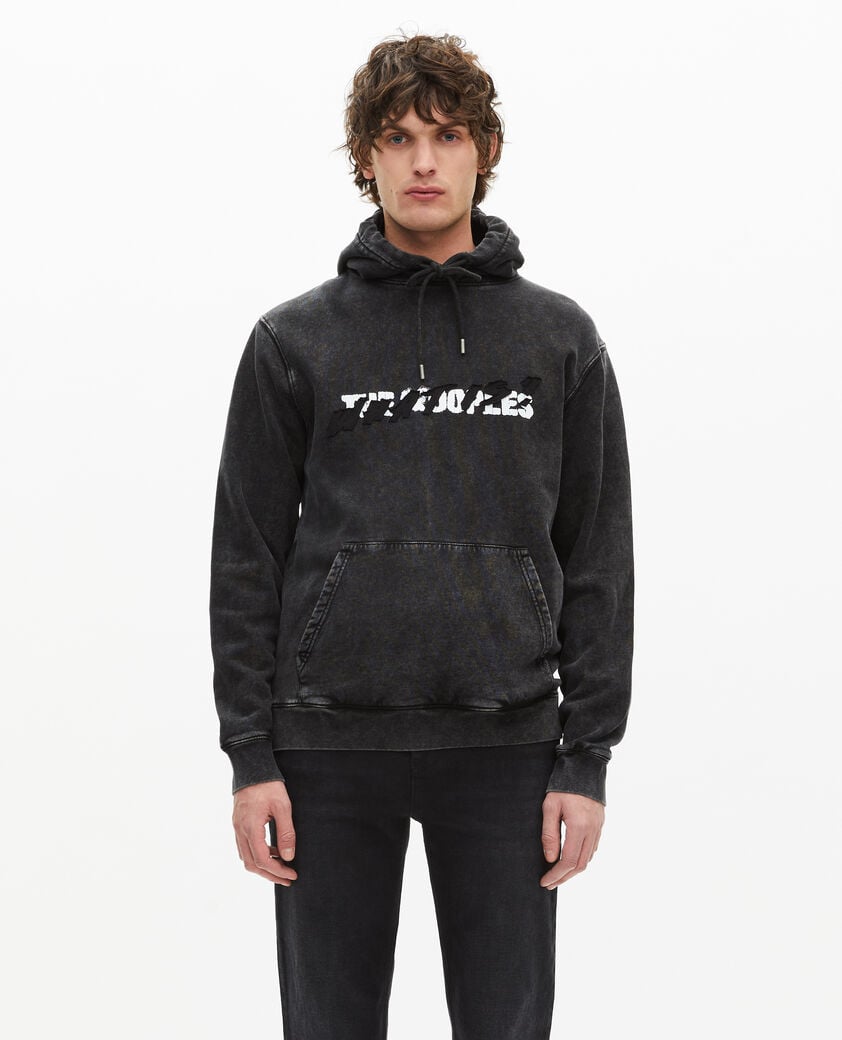 The Kooples HOMME BLACK WASHED sweatshirt à capuche what is noir