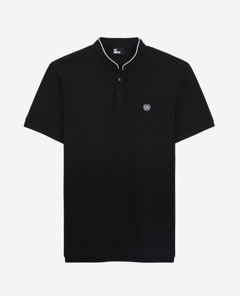 The Kooples HOMME BLACK / PINK polo noir en coton