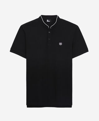 The Kooples MEN BLACK / PINK black cotton polo t-shirt