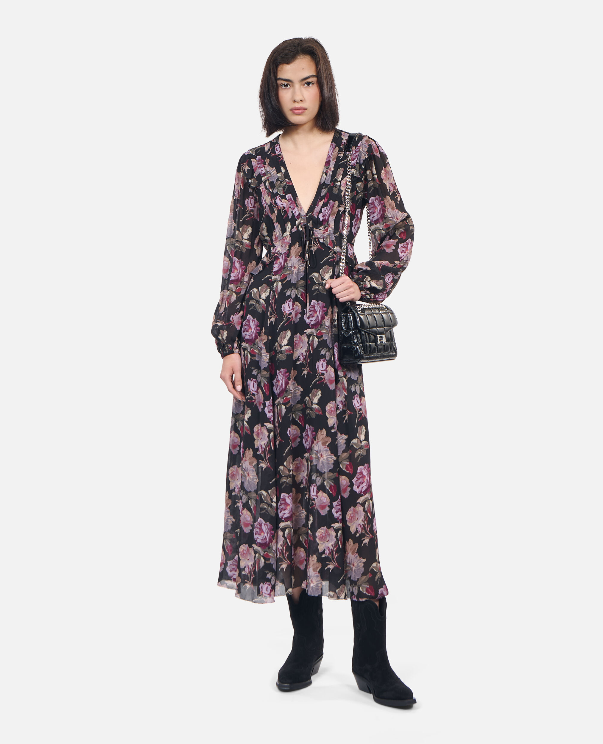 Long floral print dress