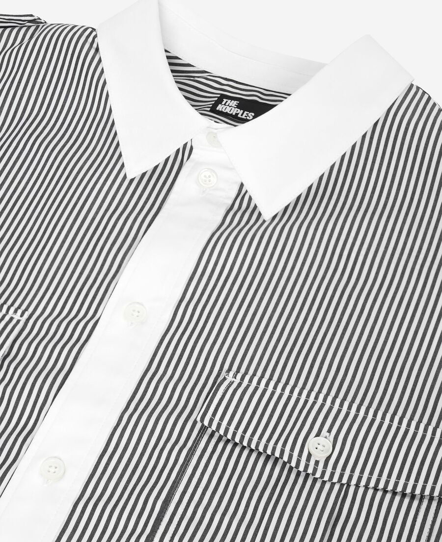 The Kooples HERREN BLACK WHITE hemd mit feinen weißen und schwarzen streifen
