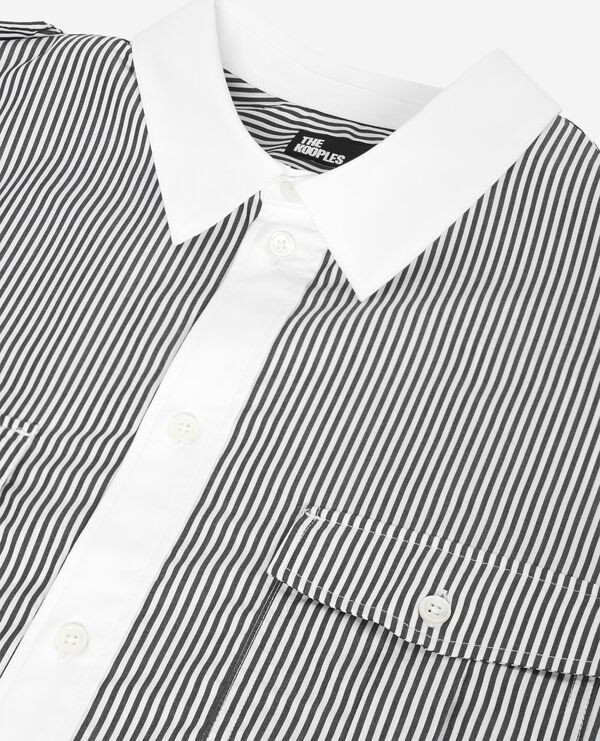The Kooples HOMME BLACK WHITE chemise à fines rayures blanche et noire