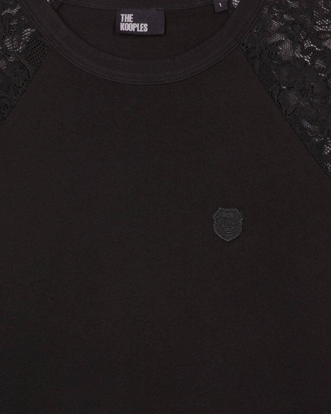 The Kooples F BLACK WASHED long-sleeved black lace t-shirt