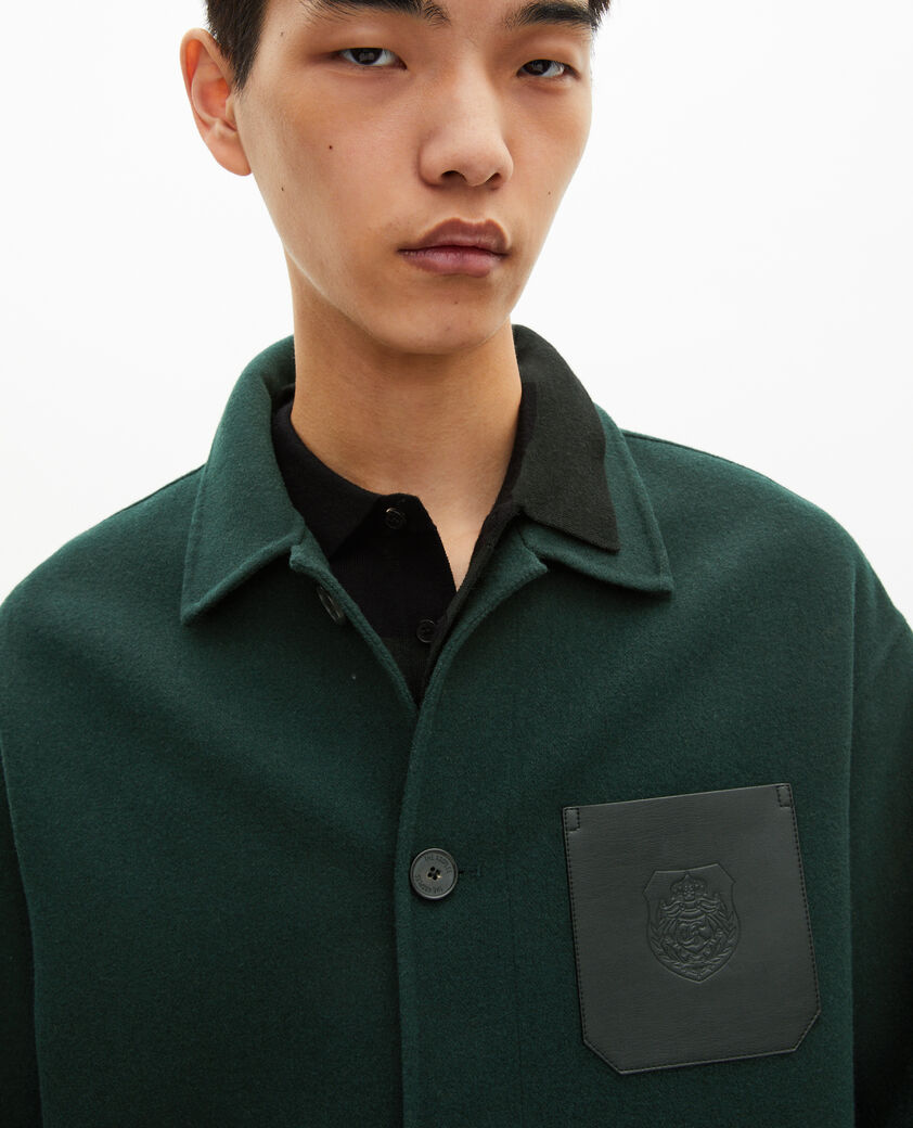 The Kooples HERREN BOTTLE GREEN dunkelgr&uuml;nes woll-overshirt