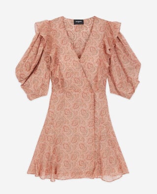 The Kooples FEMME PINK robe portefeuille courte avec manches bouffantes