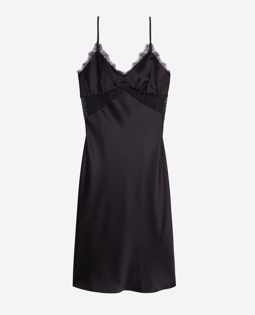 The Kooples FEMME BLACK robe nuisette courte en soie noire