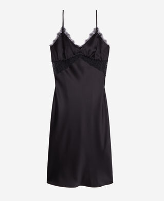 The Kooples F BLACK short black silk slip dress