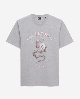 The Kooples HERREN LIGHT GREY CHINE hellgraues t-shirt mit siebdruck für herren