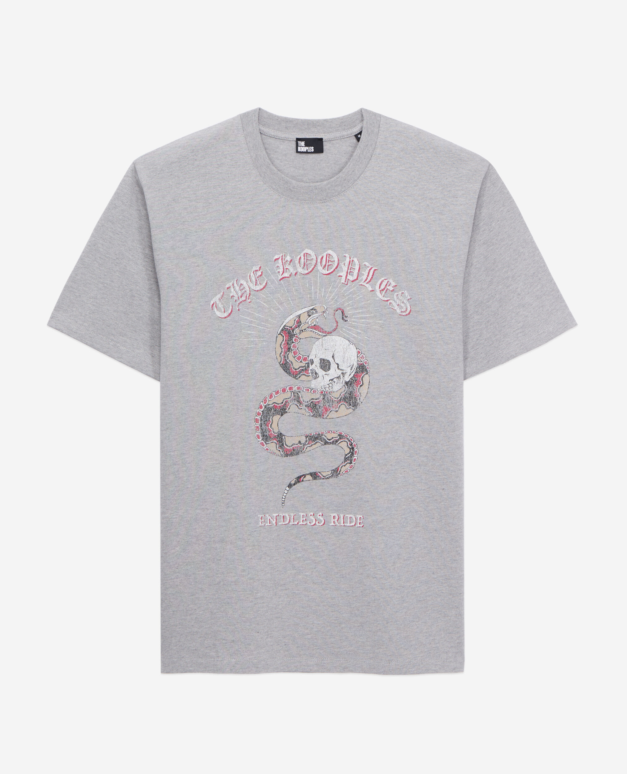 Hellgraues T-Shirt mit Siebdruck für Herren, LIGHT GREY CHINE, hi-res image number null