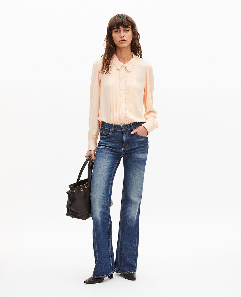 The Kooples DAMEN NUDE POUDRE hemd mit plissee-details pfirsich