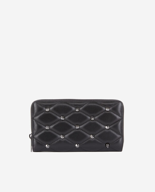 portefeuille en cuir matelassé noir
