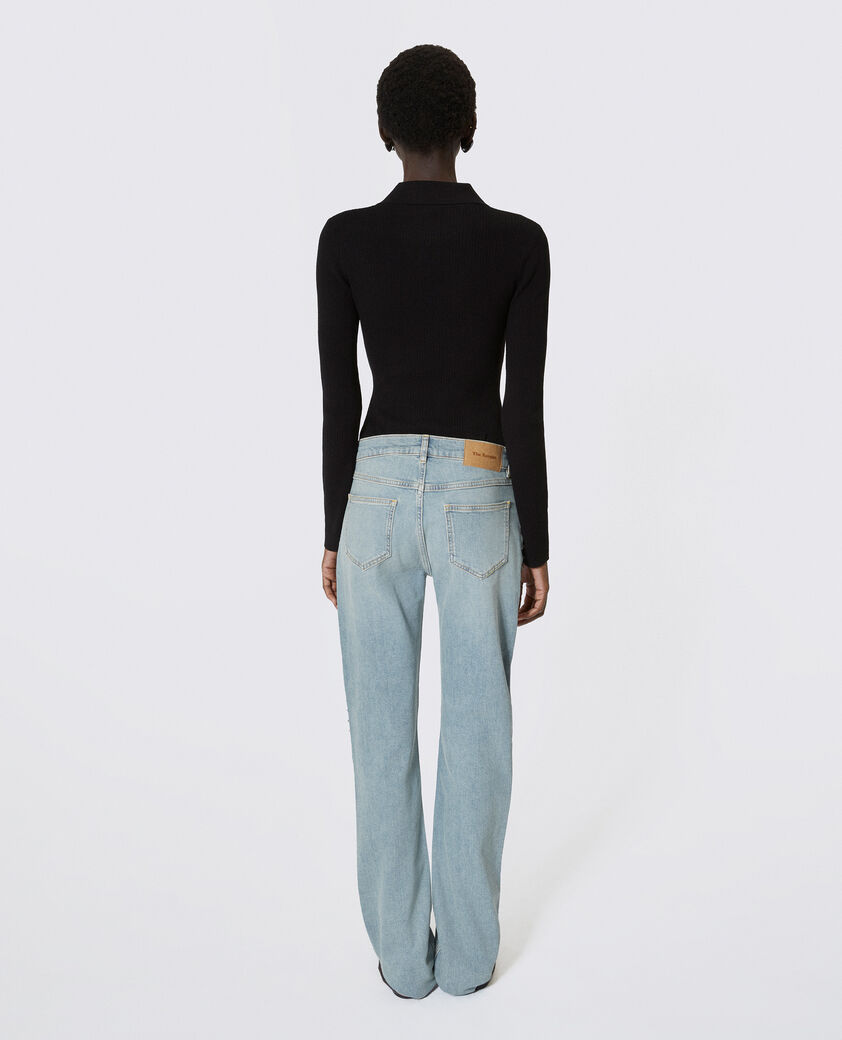 The Kooples FEMME BABY BLUE jean slim long avec studs bleu