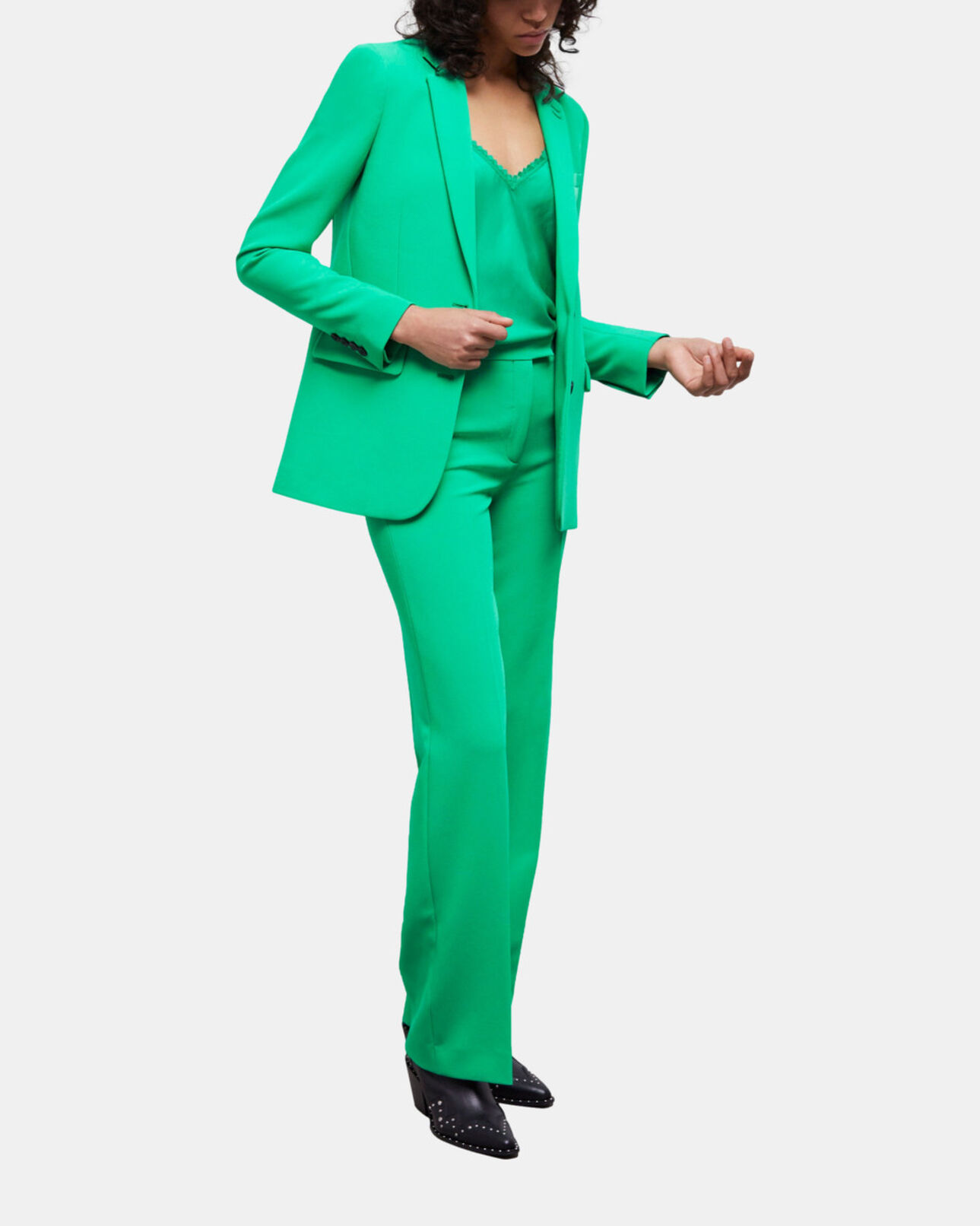 The Kooples FEMME GREEN veste tailleur verte en crêpe