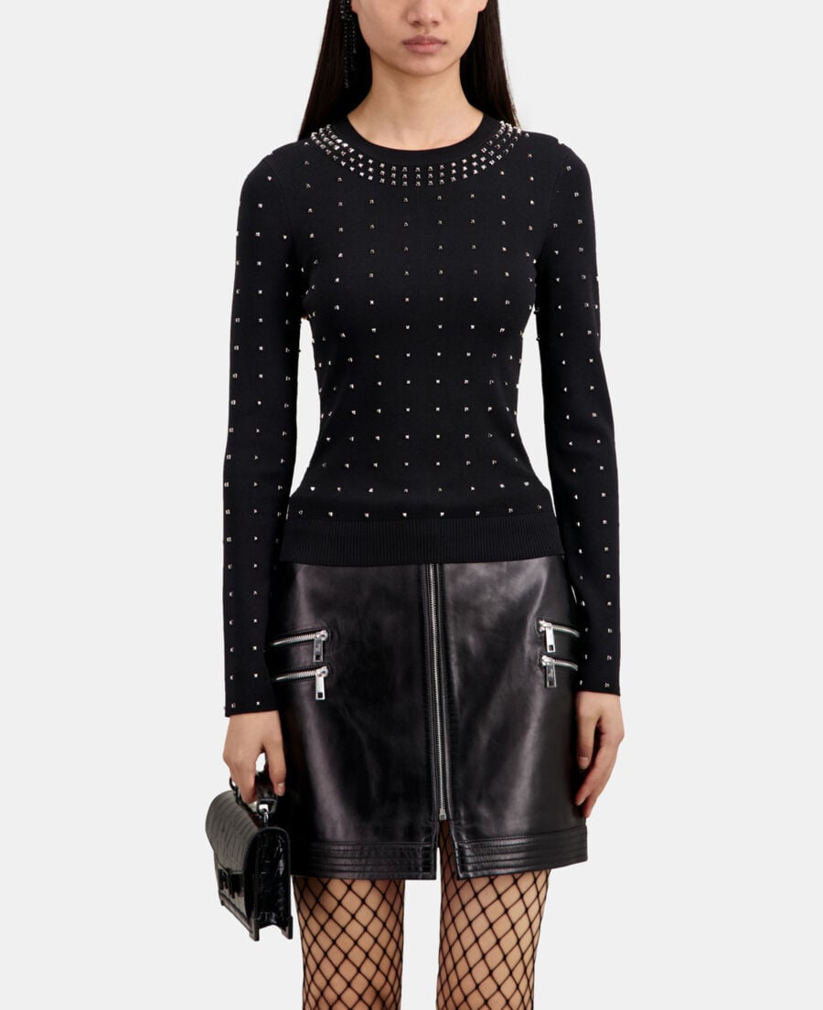 The Kooples FEMME BLACK pull avec spikes noir