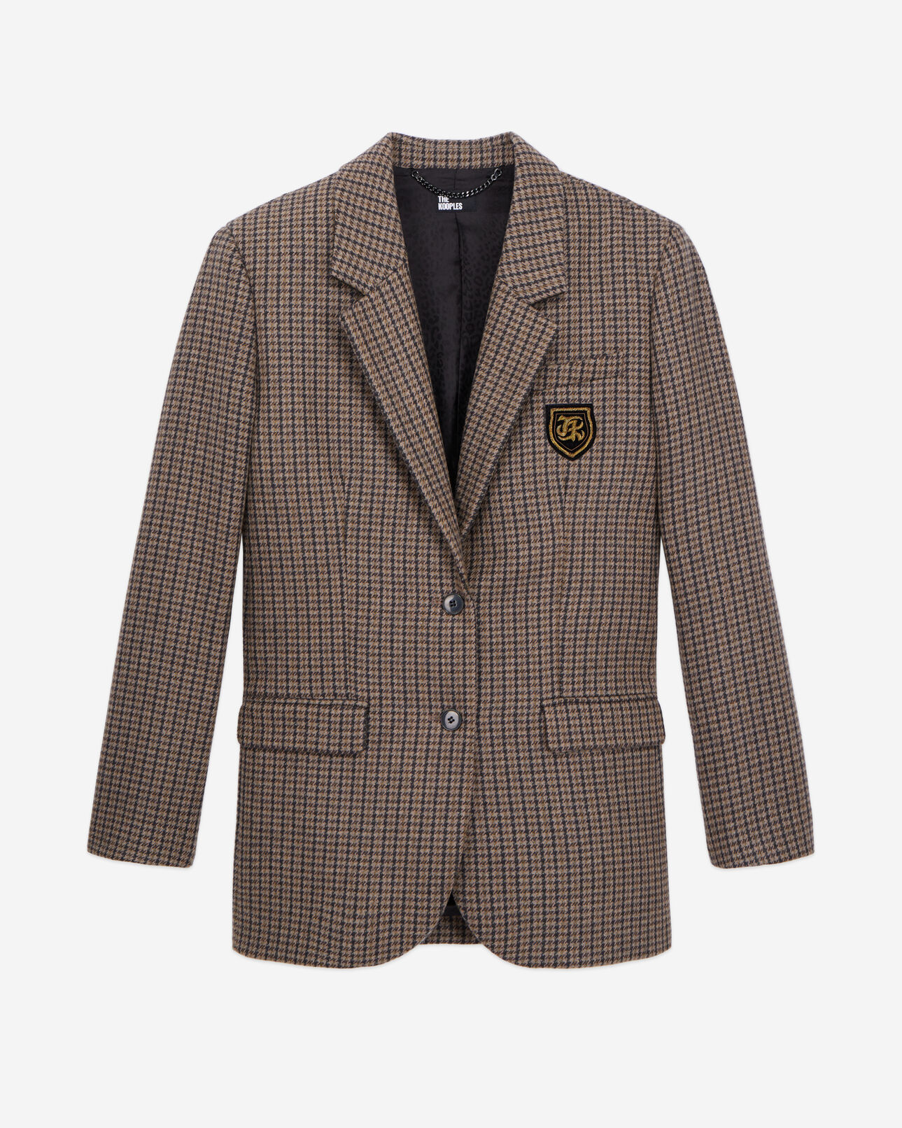 The Kooples WOMEN BEIGE-BROWN brown checkered blazer