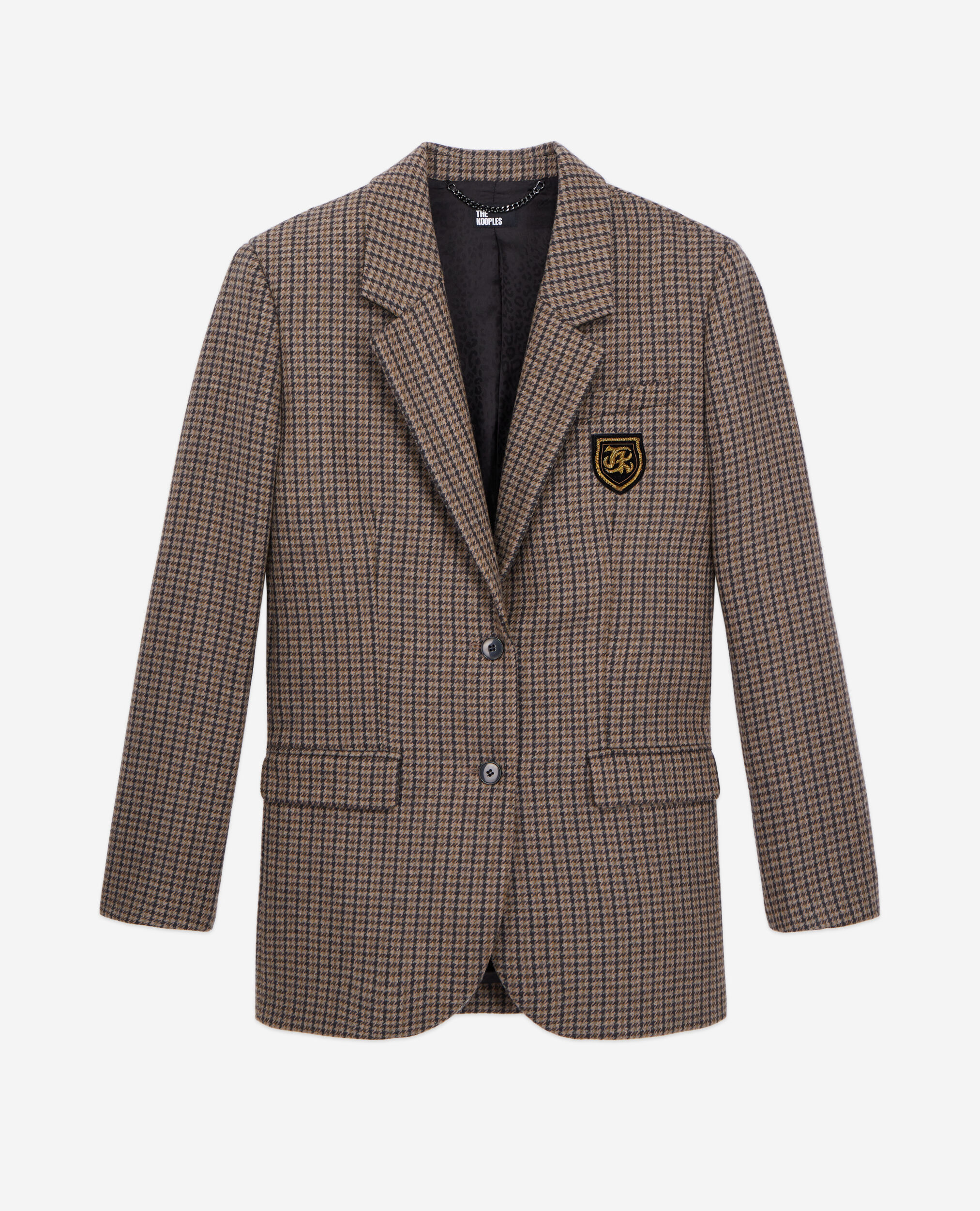Brauner Blazer mit Karomuster, BEIGE-BROWN, hi-res image number null