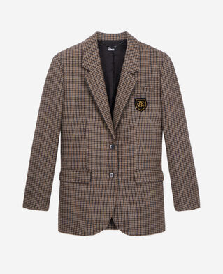 The Kooples F BEIGE-BROWN brown checkered blazer