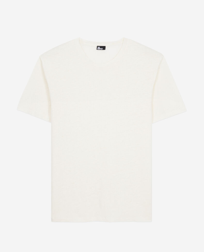 The Kooples HOMME ECRU t-shirt homme ecru en lin avec blason