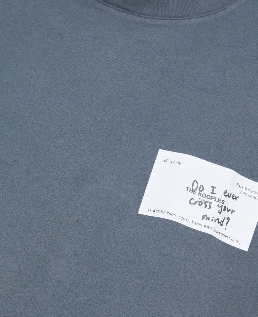 The Kooples HOMME DARK BLUE t-shirt avec sérigraphie bleu