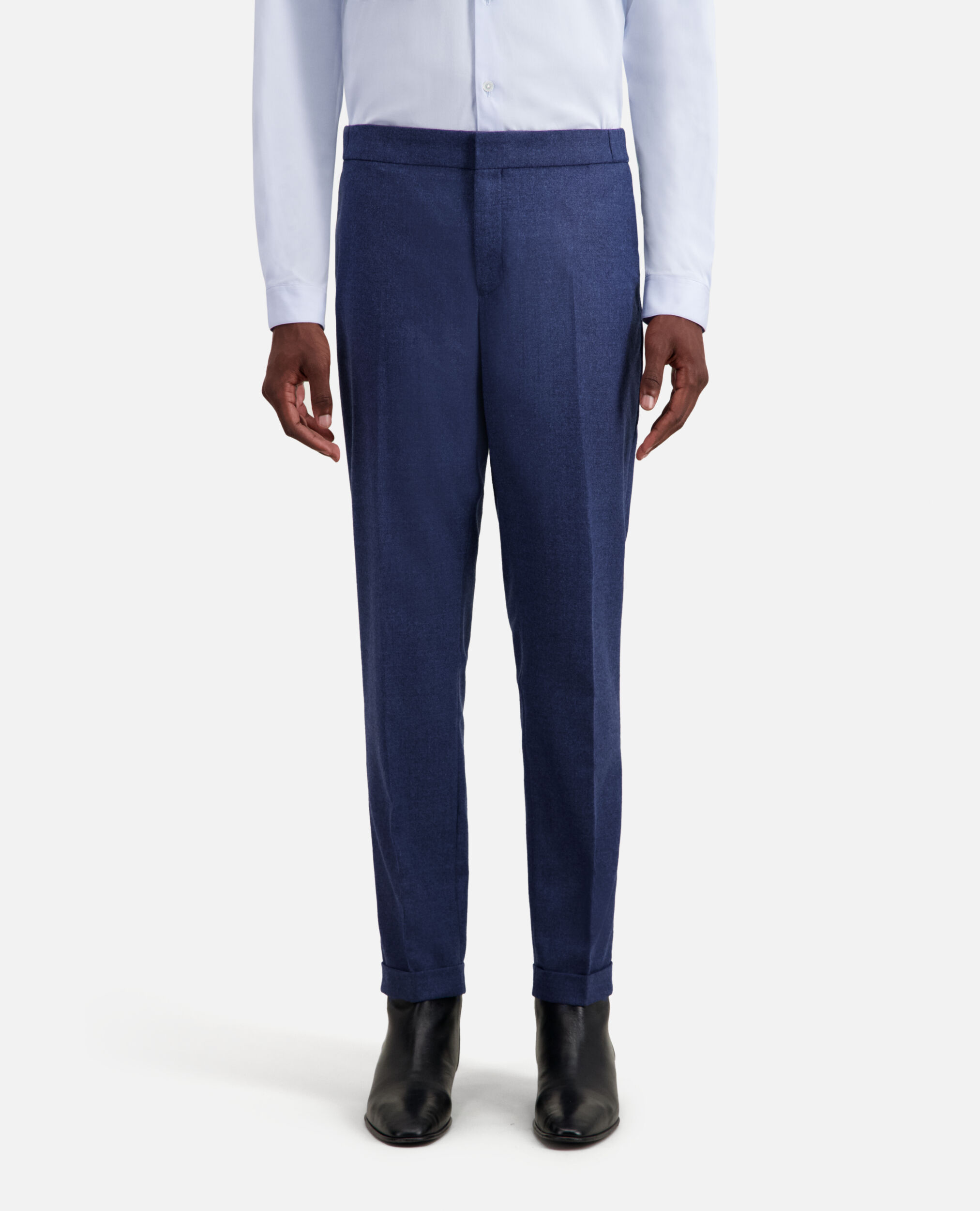 Pantalon bleu en flanelle, BLUE, hi-res image number null