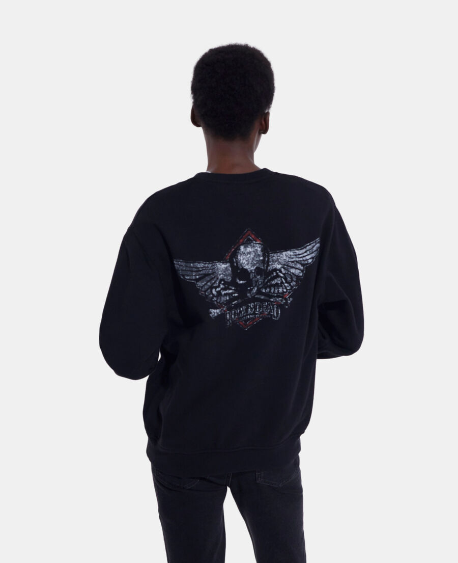 black sweatshirt with screen print