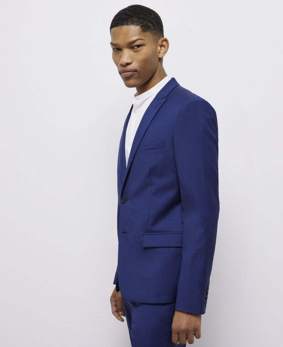 veste de costume micro motif bleu marine