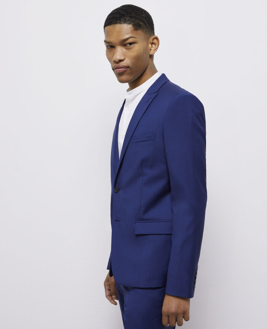 navy blue suit jacket with micro motif