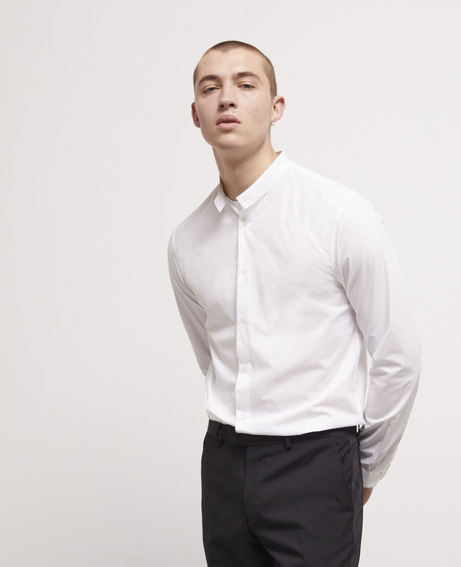 Slim-fit white shirt with officer collar | The Kooples - US