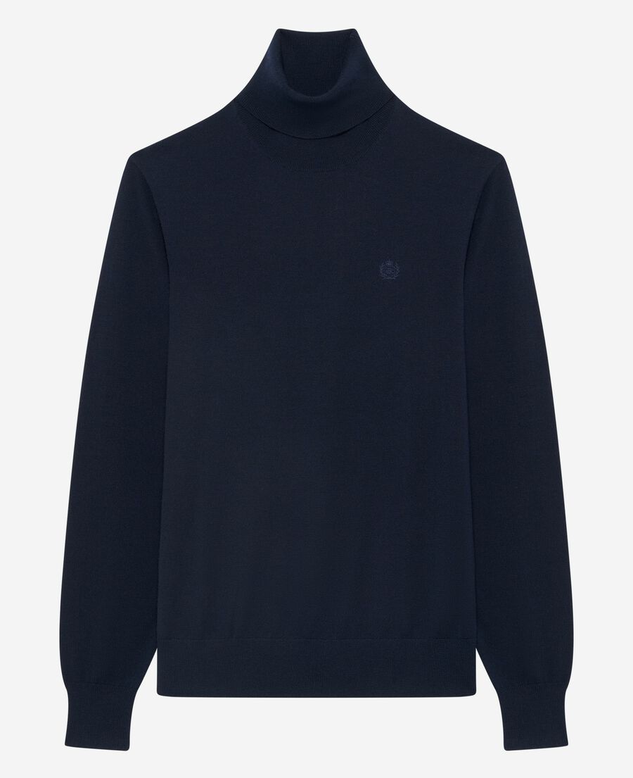 The Kooples HOMME NAVY pull col roulé en laine mérinos marine