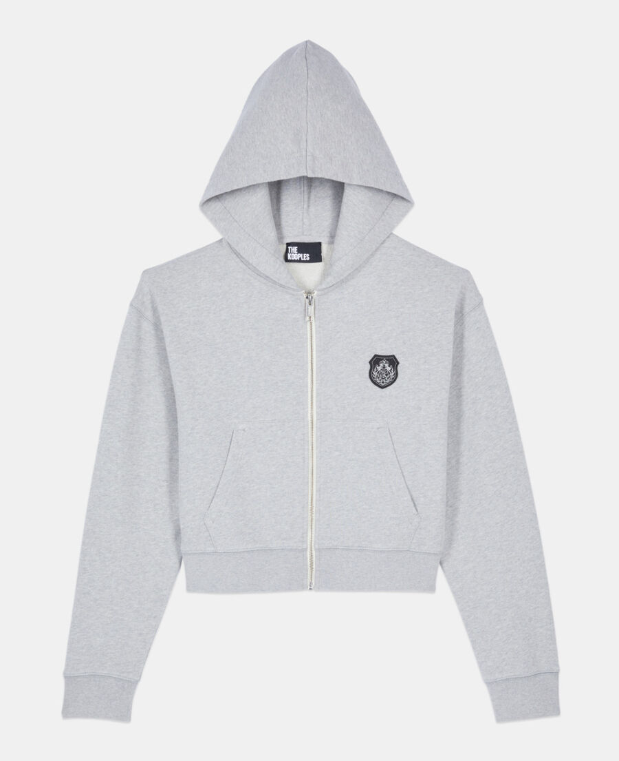 The Kooples F LIGHT GREY MELANGE grey blazon hoodie