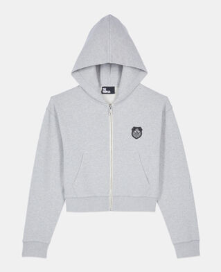 The Kooples F LIGHT GREY MELANGE grey blazon hoodie