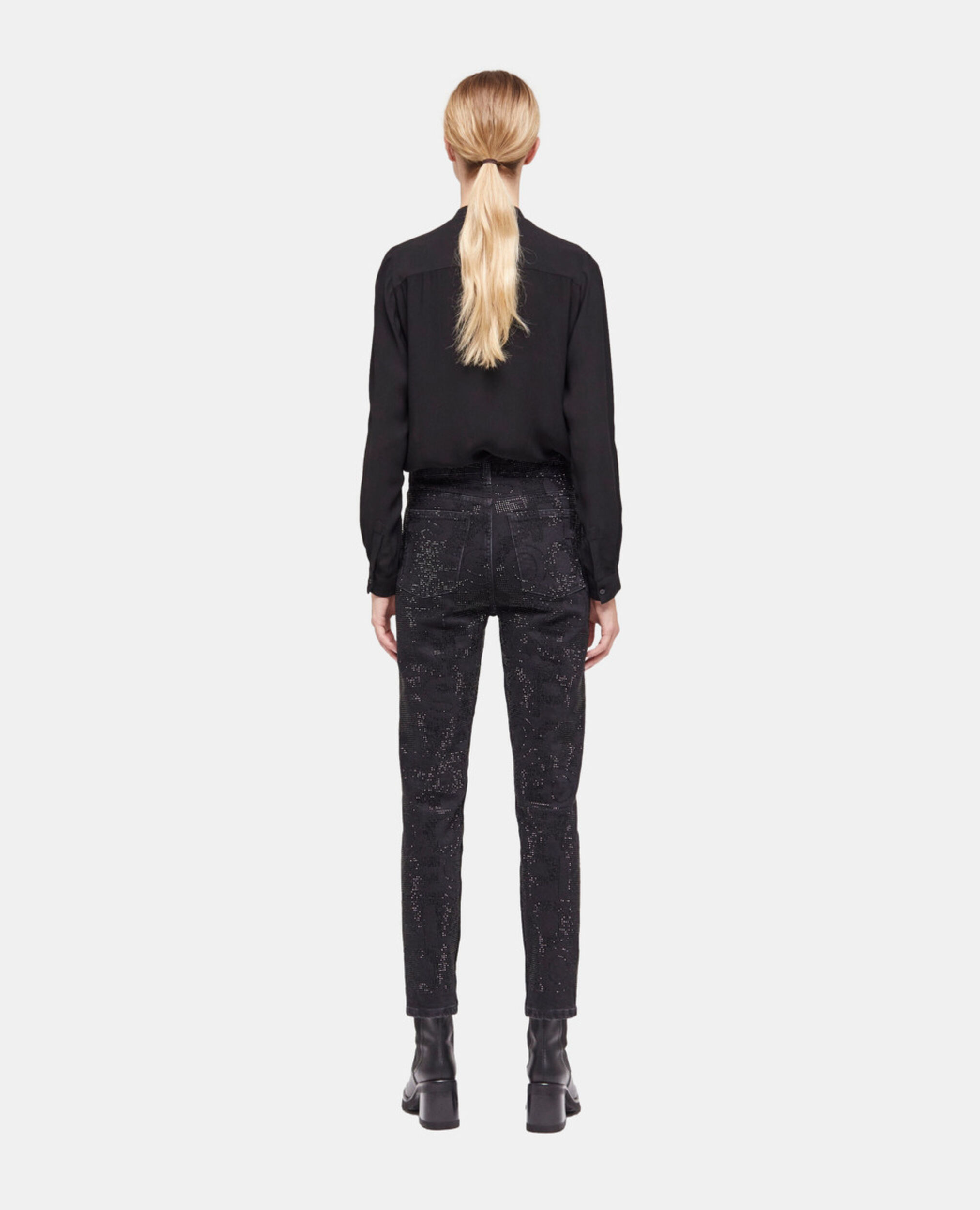 Jean slim logo et strass noir, BLACK WASHED, hi-res image number null