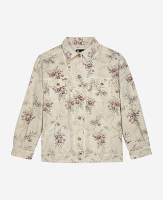 The Kooples WOMEN BEIGE TAUPE flower print jacket in beige denim