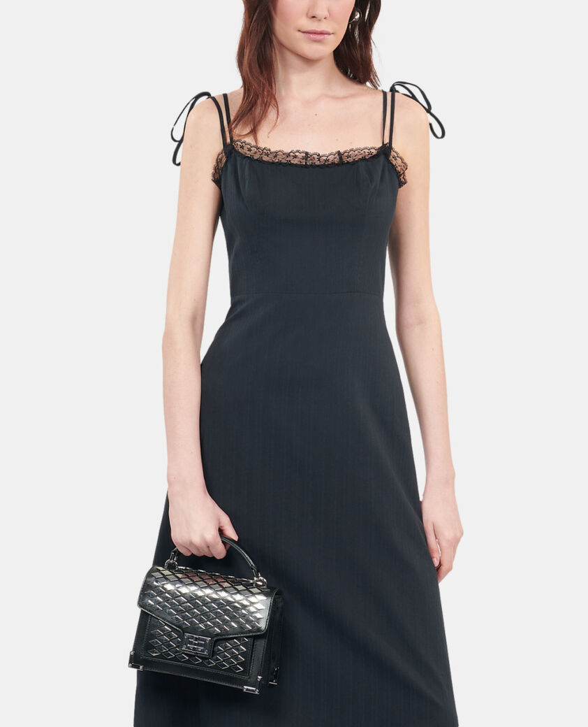 The Kooples WOMEN BLACK long black dress with lace
