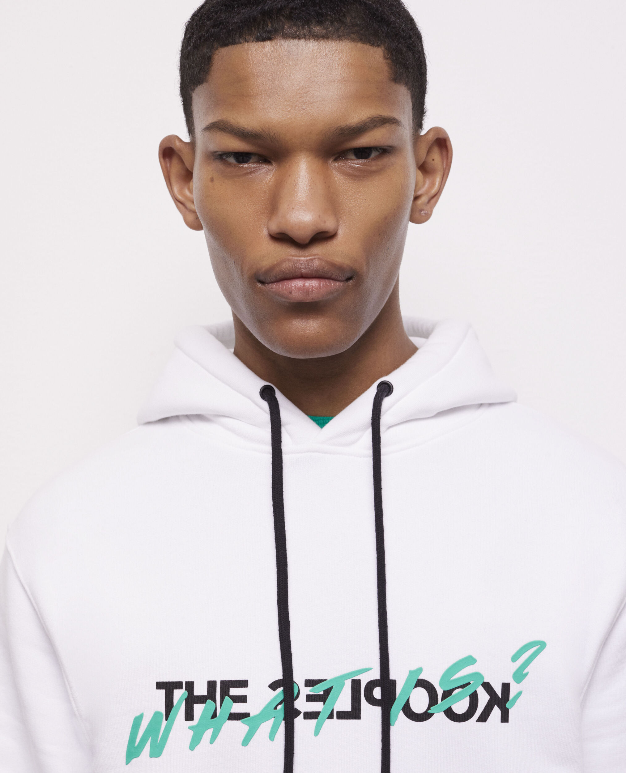 Weißes Sweatshirt mit „What is“-Schriftzug, WHITE, hi-res image number null