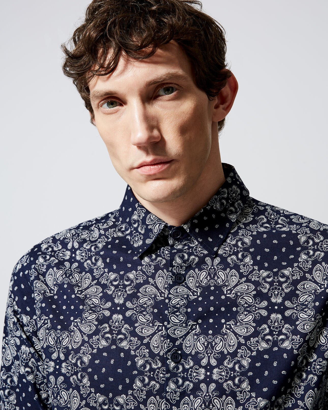 The Kooples HOMBRE NAVY checked shirt in japanese fabric